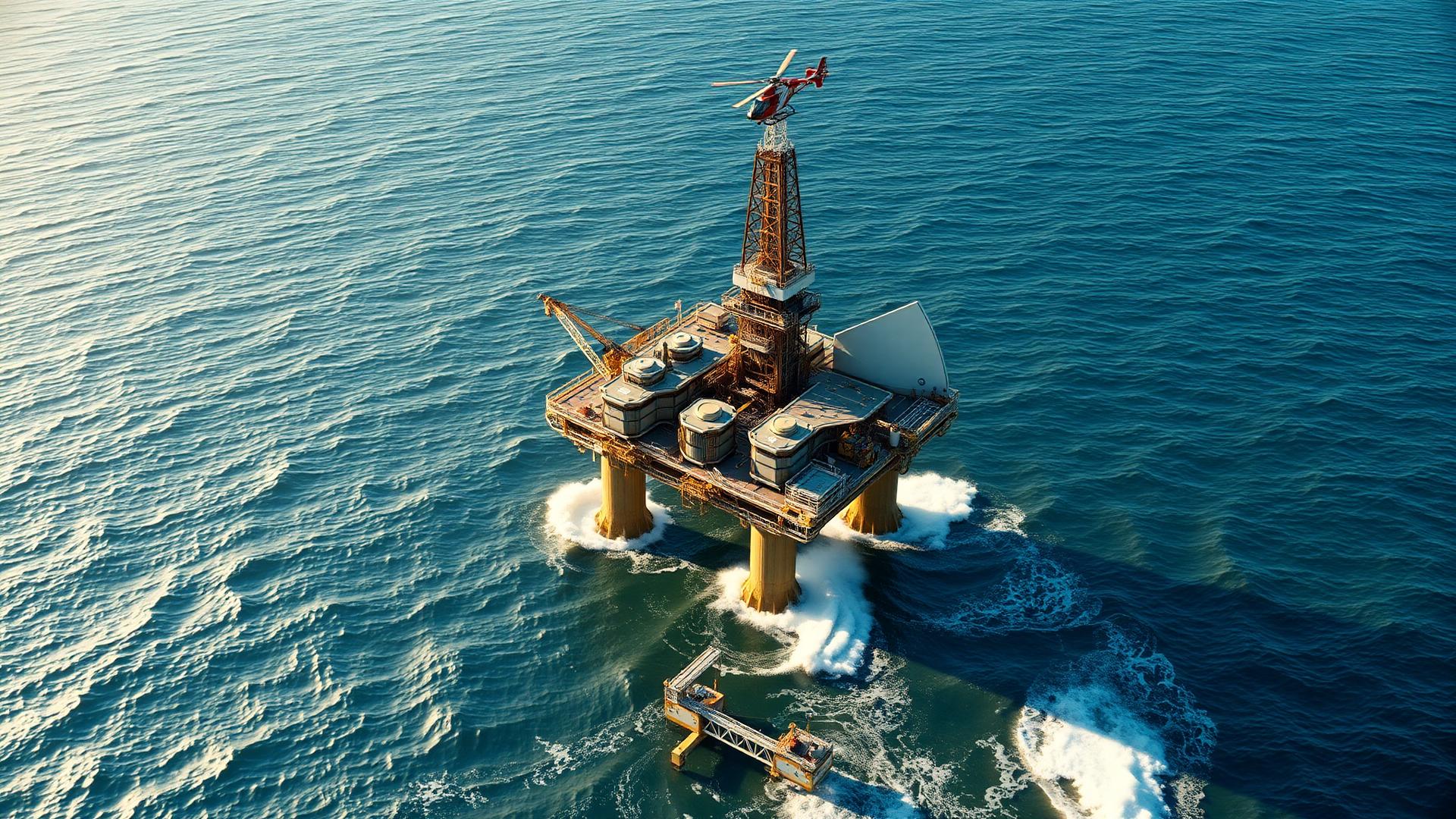 Offshore oil platform at sea